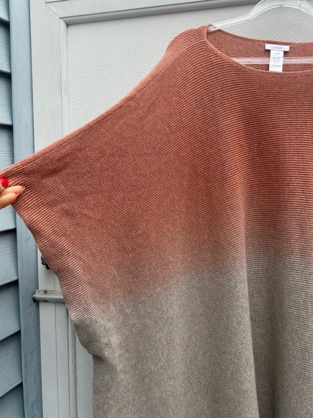 J. Jill Pure Poncho Sweater Womens One Size Ombre 100% Cotton Casual Pink  Gray - Picture 8 of 10